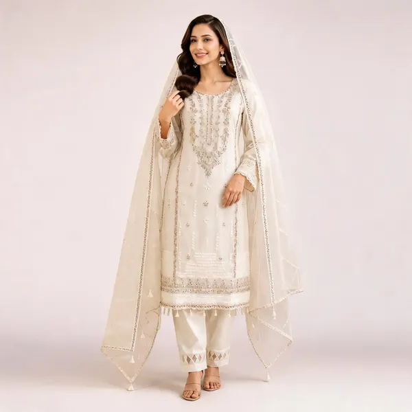 Ivory_Organza_Straight_Floral_Embroidered_Kurta_Set_For_Women