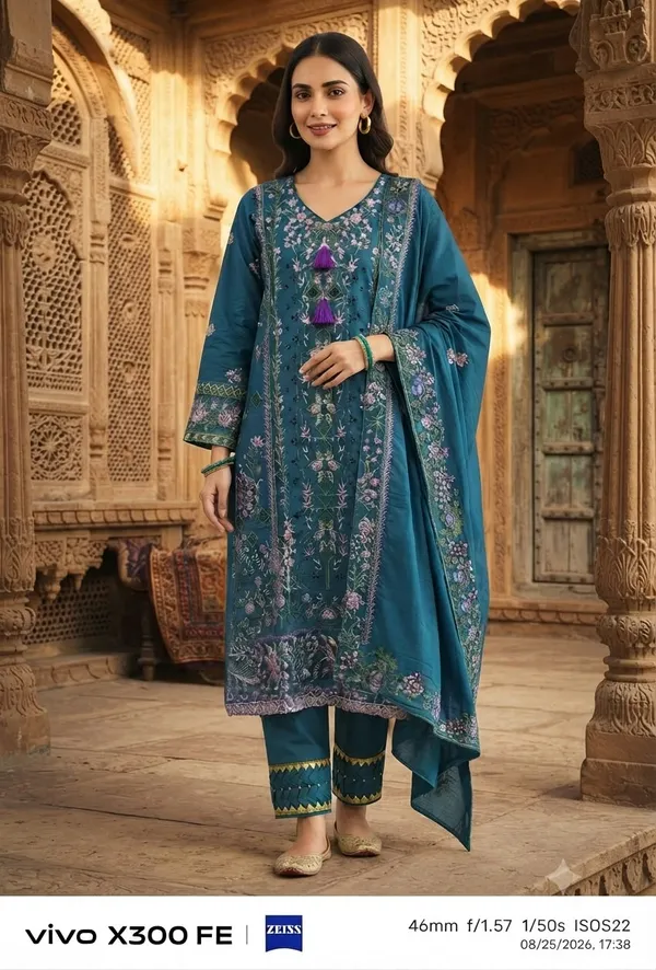 Teal_Pure_Cotton_Straight_Printed_Kurta_Set_For_Women