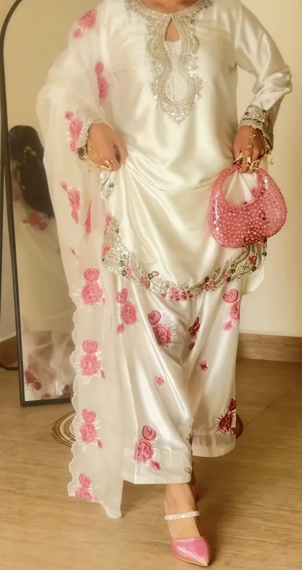 White_Polyester_Cotton_Farshi_Embroidered_Kurta_Salwar_Set_For_Women