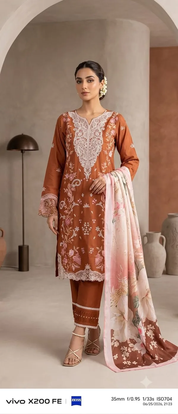 Brown_Pure_Cotton_Straight_Embroidered_Kurta_Set_With_Dupatta_For_Women
