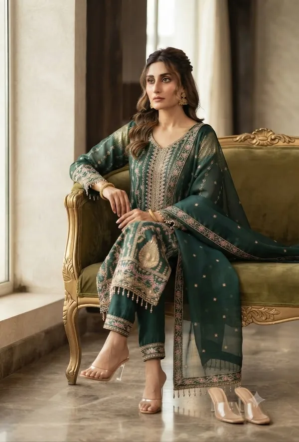 Green_Chiffon_Straight_Embroidered_Kurta_Set_For_Women