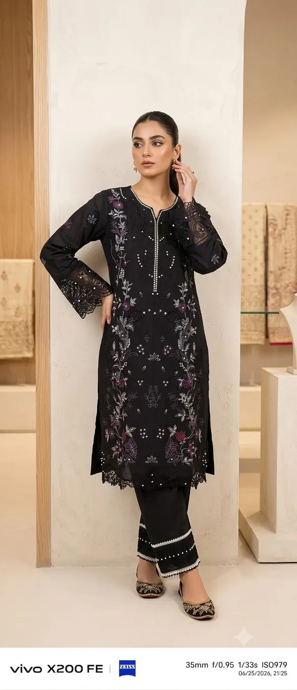Black_Pure_Cotton_Straight_Embroidered_Kurta_Set_For_Women