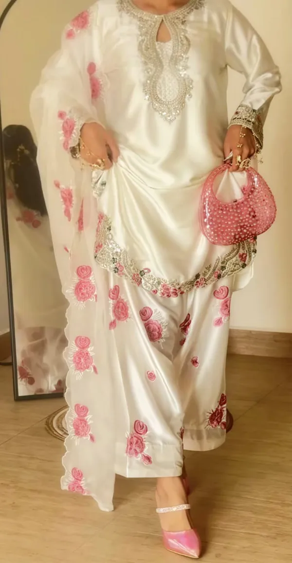 White_Polyester_Cotton_Farshi_Embroidered_Kurta_Salwar_Set_For_Women