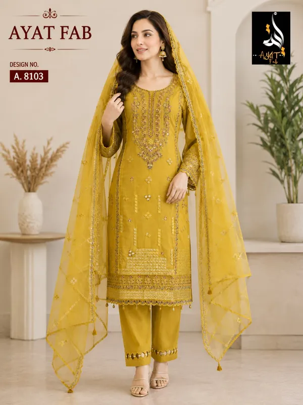 Yellow_Organza_Straight_Embroidered_Kurta_Set_For_Women