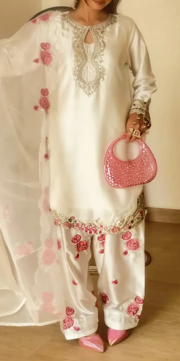White_Polyester_Cotton_Farshi_Embroidered_Kurta_Salwar_Set_For_Women