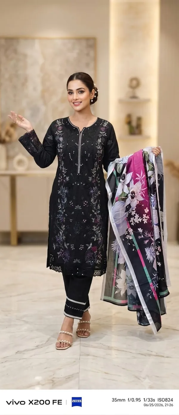 Black_Pure_Cotton_Straight_Embroidered_Kurta_Set_For_Women