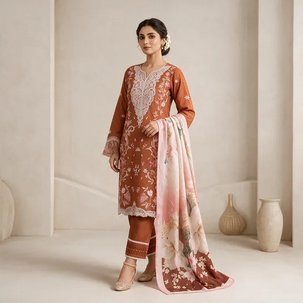 Brown_Pure_Cotton_Straight_Embroidered_Kurta_Set_With_Dupatta_For_Women