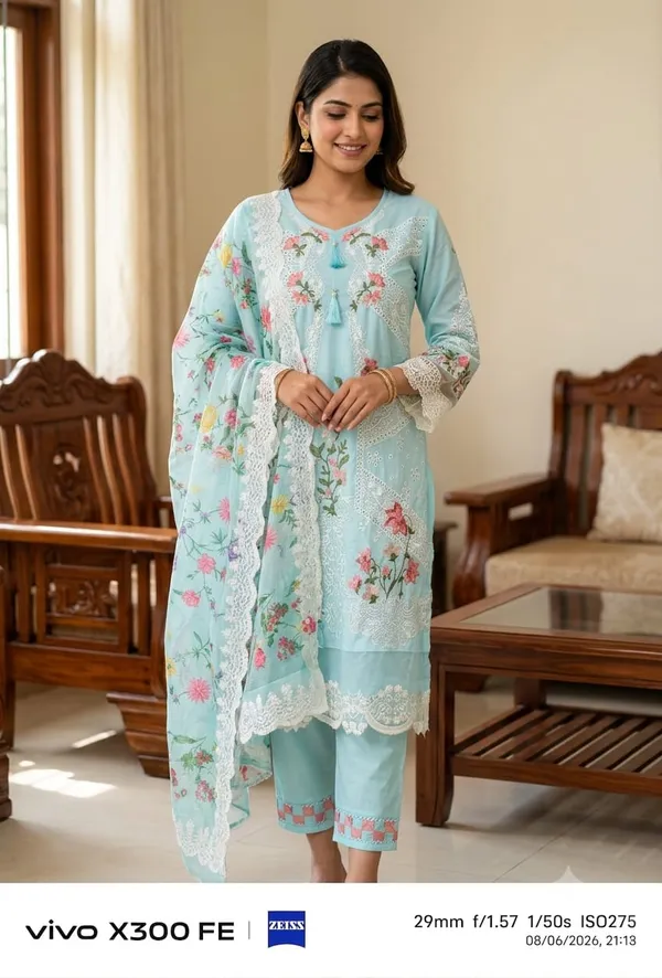 Light_Blue_Pure_Cotton_Straight_Floral_Embroidered_Kurta_Set_For_Women