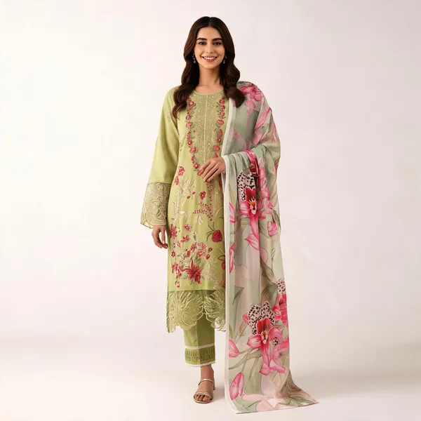 Green_Pure_Cotton_Straight_Embroidered_Kurta_Set_With_Dupatta_For_Women
