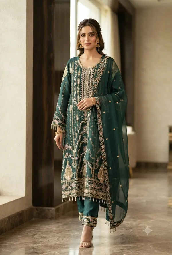 Green_Chiffon_Straight_Embroidered_Kurta_Set_For_Women