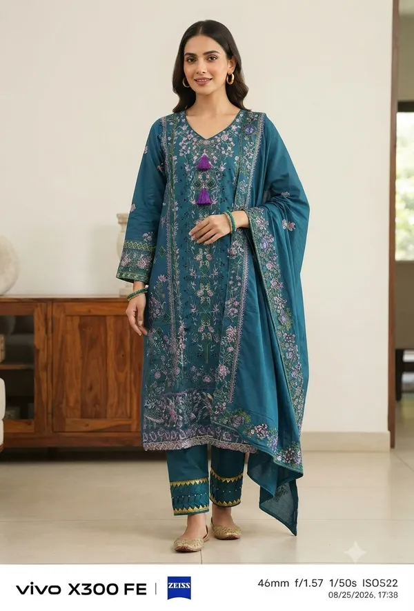 Teal_Pure_Cotton_Straight_Printed_Kurta_Set_For_Women