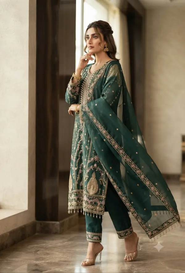 Green_Chiffon_Straight_Embroidered_Kurta_Set_For_Women