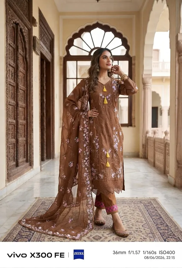 Brown_Pure_Cotton_Embroidered_Kurta_Set_With_Dupatta_For_Women