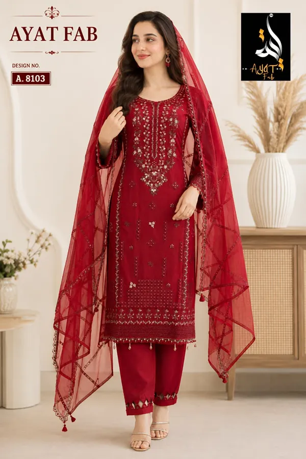 Maroon_Organza_Straight_Embroidered_Kurta_Set_For_Women