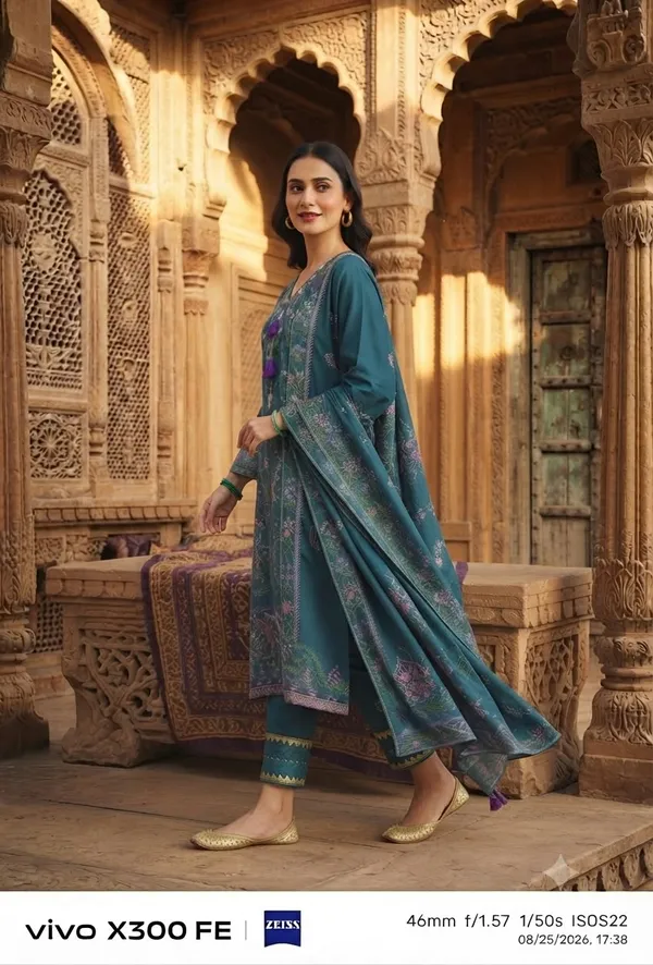 Teal_Pure_Cotton_Straight_Printed_Kurta_Set_For_Women