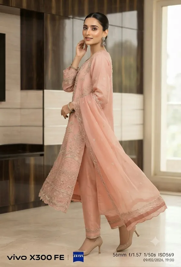 Peach_Chiffon_Straight_Embroidered_Suit_Set_For_Women