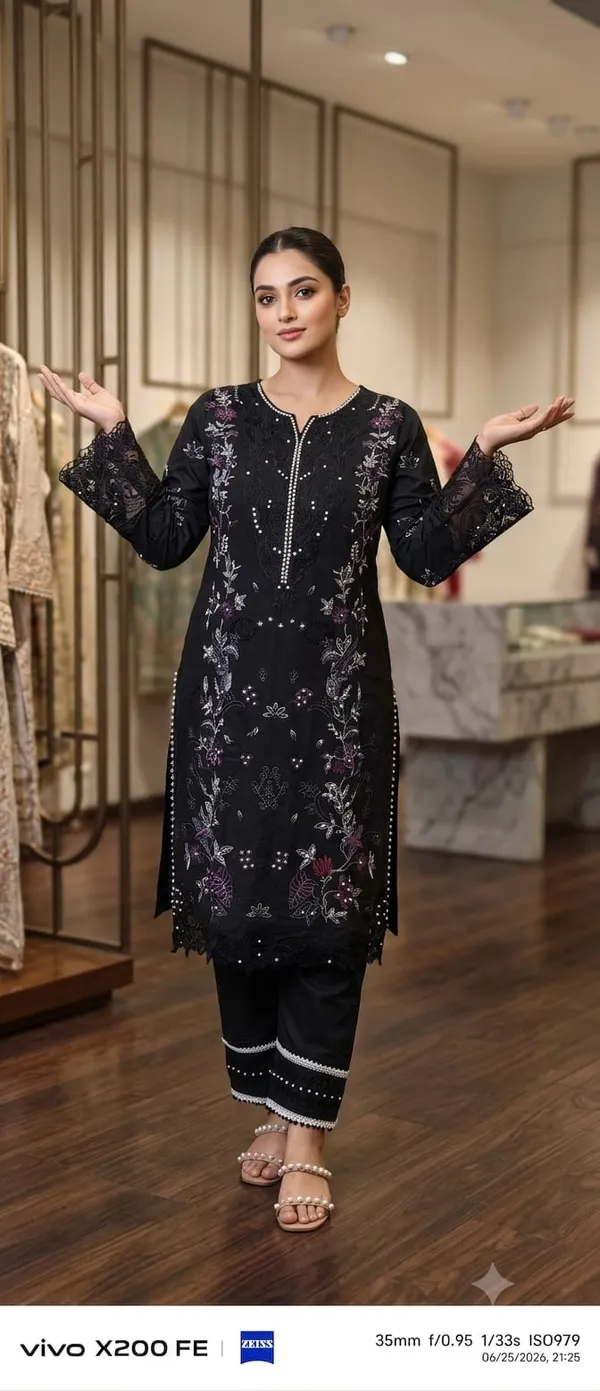 Black_Pure_Cotton_Straight_Embroidered_Kurta_Set_For_Women