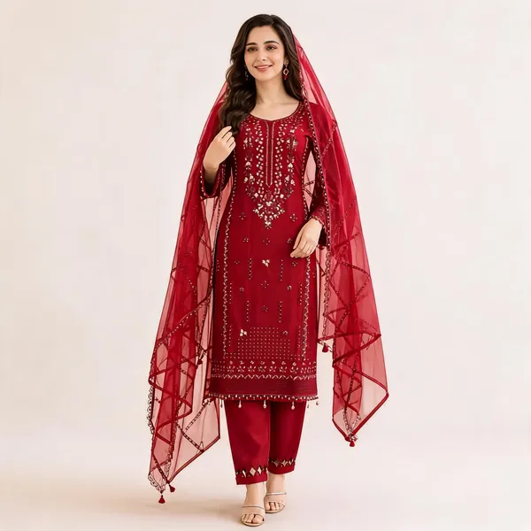 Maroon_Organza_Straight_Embroidered_Kurta_Set_For_Women