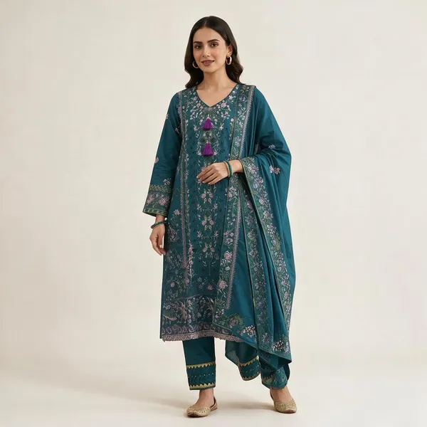 Teal_Pure_Cotton_Straight_Printed_Kurta_Set_For_Women