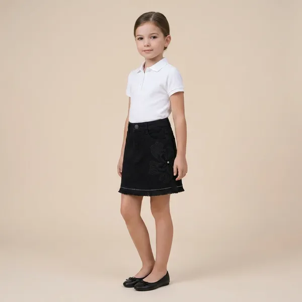 Black_Denim_Floral_Embroidered_Skirt_Girls