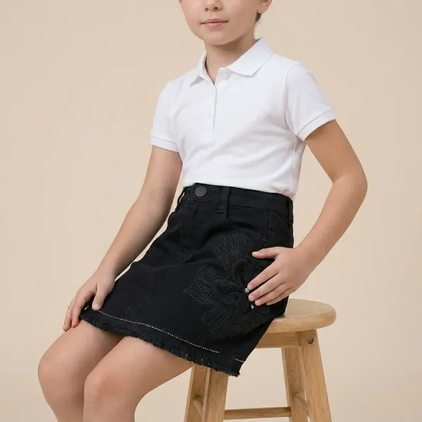 Black_Denim_Floral_Embroidered_Skirt_Girls