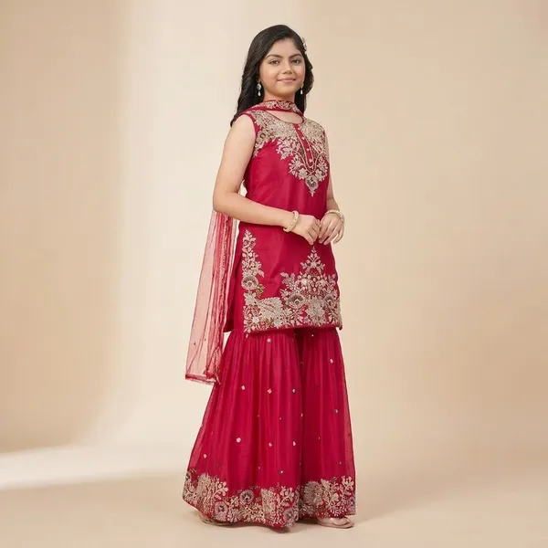 Magenta_Embroidered_Traditional_Sharara_Set_With_Dupatta_Girls
