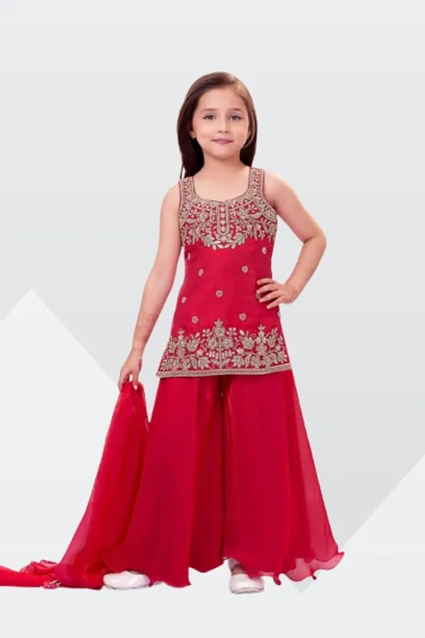 Red_Embroidered_Traditional_Sharara_Set_Girls