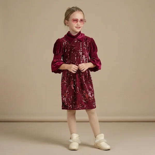 Maroon_Sequin_Puff_Sleeve_Party_Dress_Girls