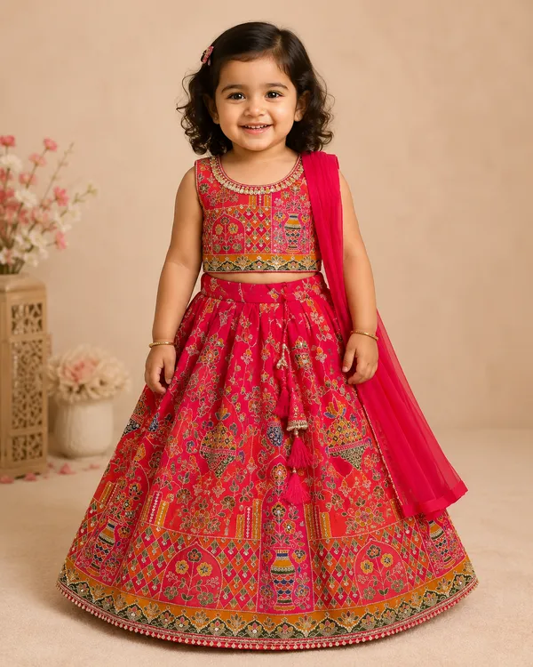 Vermilion_Royale_Reddish_Orange_Embroidered_Lehenga_Set_for_Baby_Girls