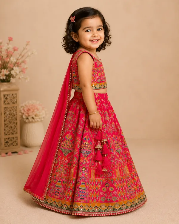 Vermilion_Royale_Reddish_Orange_Embroidered_Lehenga_Set_for_Baby_Girls