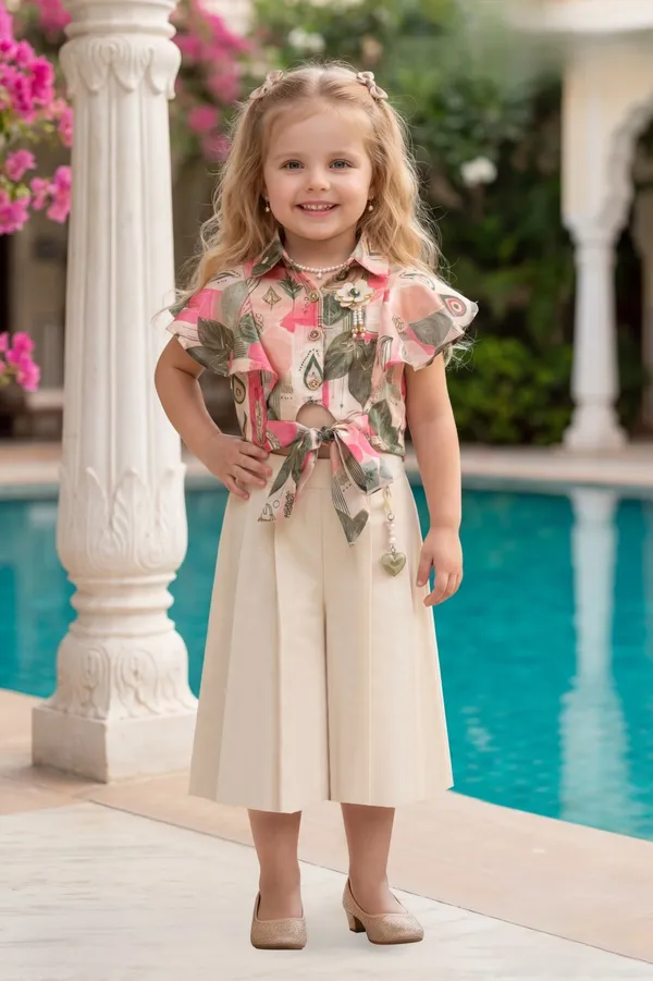 Floral_Printed_Top_And_Culottes_Set_Girls