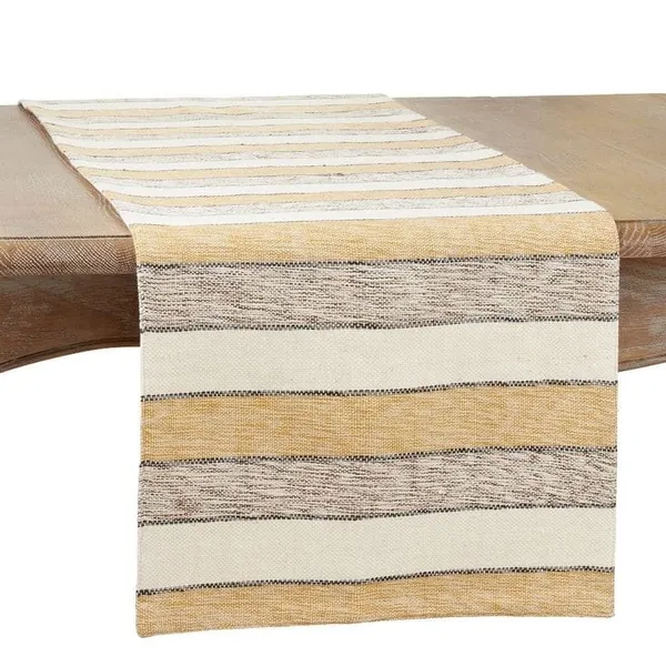Beige_And_Brown_Premium_Cotton_Textured_Stripe_Table_Runner_For_Home_Decor