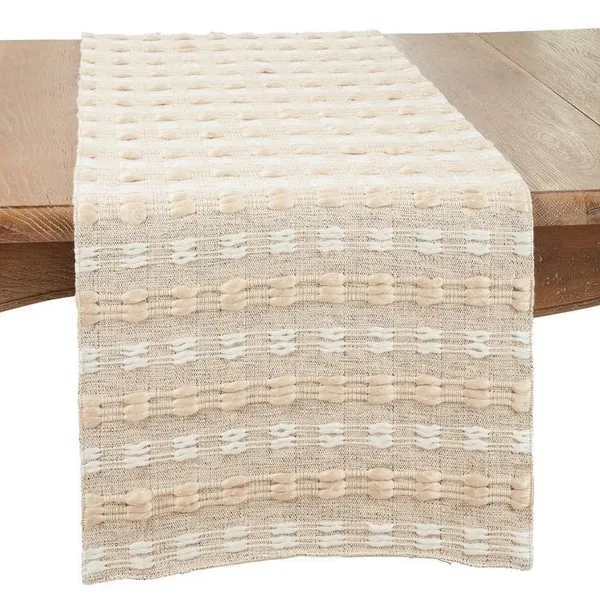 Beige_Premium_Cotton_Textured_Stripe_Table_Runner_For_Home_Decor