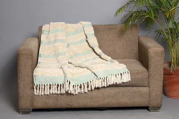 Green_Premium_Cotton_Striped_Throw_Blanket_For_Home_Decor