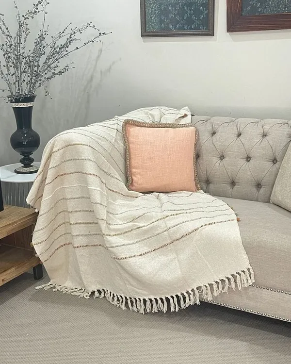 Cream_Premium_Cotton_Textured_Stripe_Throw_Blanket_For_Home_Decor