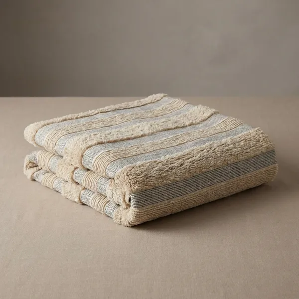 Cream_Premium_Cotton_Textured_Stripe_Throw_Blanket_For_Home_Decor