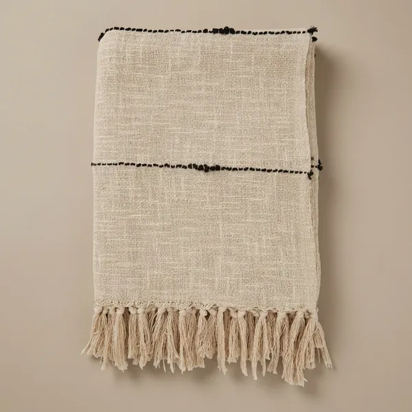 Ivory_Premium_Cotton_Striped_Throw_Blanket_For_Home_Decor