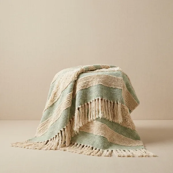 Green_Premium_Cotton_Striped_Throw_Blanket_For_Home_Decor