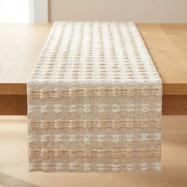 Beige_Premium_Cotton_Textured_Stripe_Table_Runner_For_Home_Decor