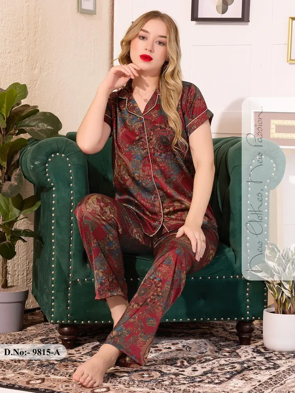 Maroon_Cotton_Pajama_Set_For_Women