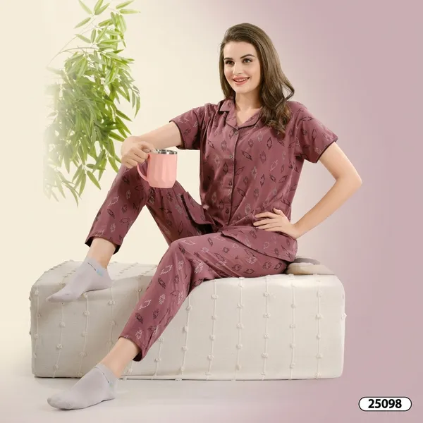 Maroon_Cotton_Night_Suit_For_Women