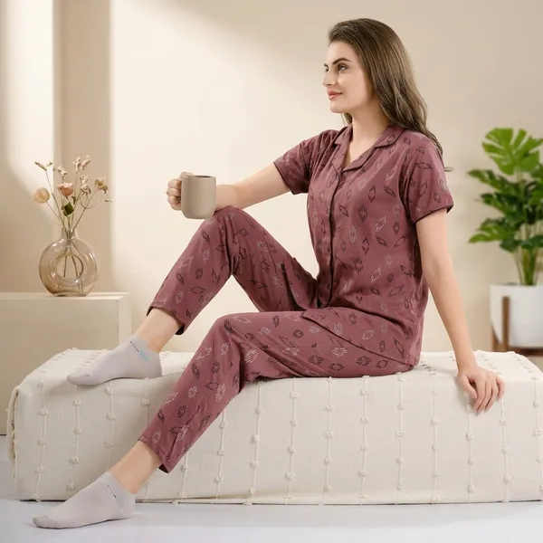 Maroon_Cotton_Night_Suit_For_Women