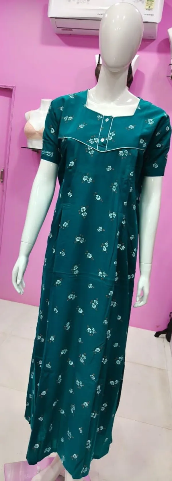 Turquoise_Blue_Cotton_Feeding_Nighty_For_Women