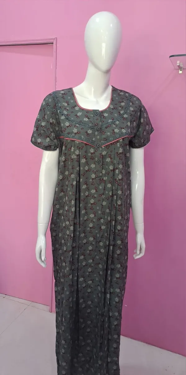 Olive_Grey_Cotton_Nightgown_For_Women