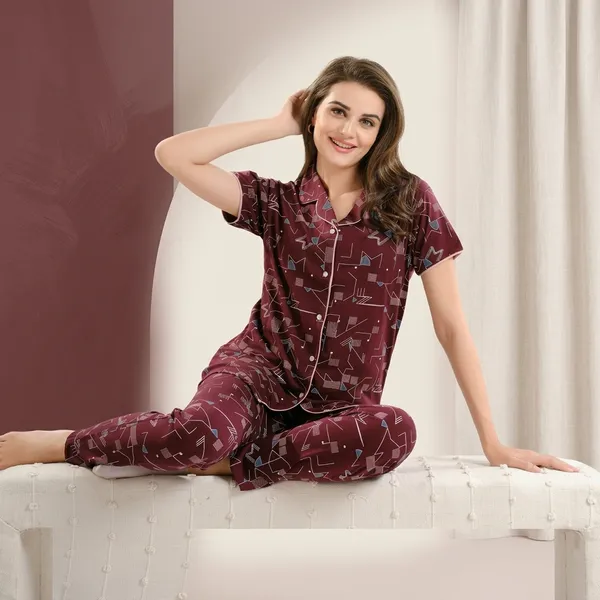 Maroon_Cotton_Night_Suit_For_Women