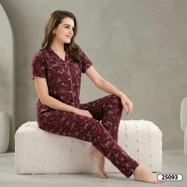 Maroon_Cotton_Night_Suit_For_Women