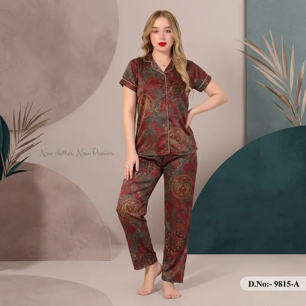 Maroon_Cotton_Pajama_Set_For_Women