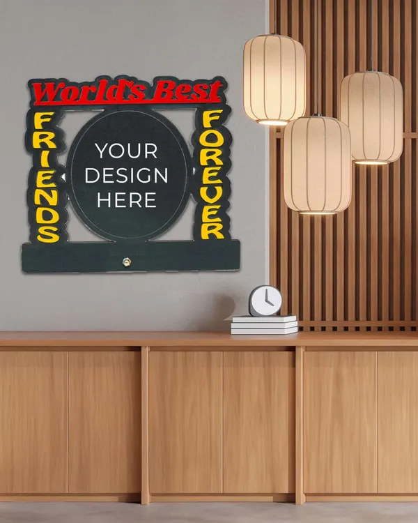 World_Best_Friends_Forever_Photo_Frame_-_Red,_Yellow_and_Black_Cardboard_in_Oval_Shaped
