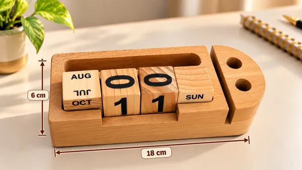 Pine_Wood_Perpetual_Calendar_with_Phone,_Pen_&_Visiting_Card_Holder_|_Handmade_Wooden_Desk_Calendar_|_Manual_Date_Change_Block_Calendar_|_Office_&_Home_Decor_Less__₹849__₹7,330_82%_Off