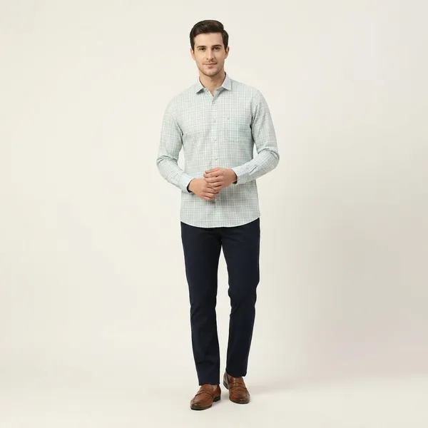Green_And_White_Cotton_Checkered_Shirt_For_Men